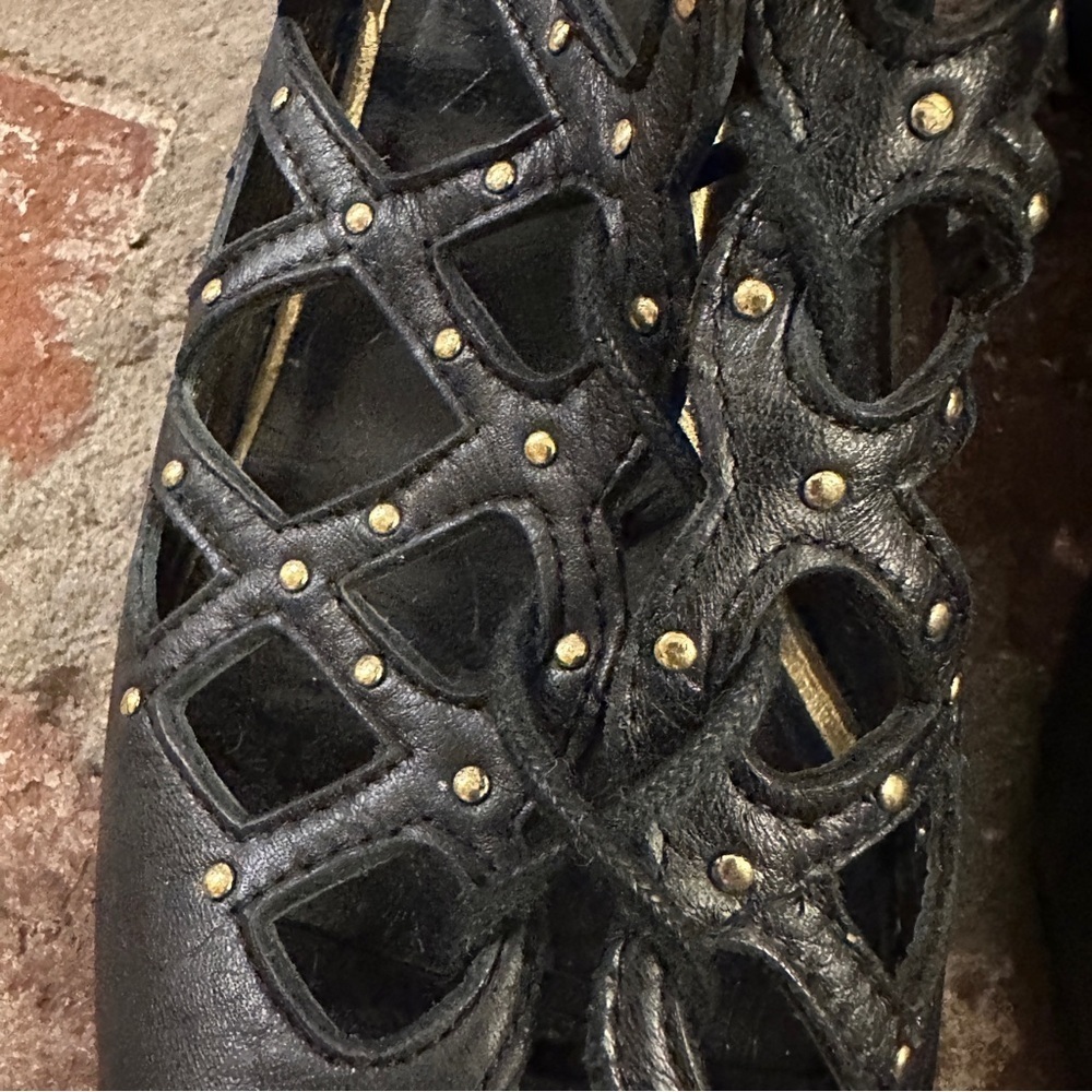 Dolce Vita Black Lace-Up Boots with Gold Accents - Picture 3 of 13